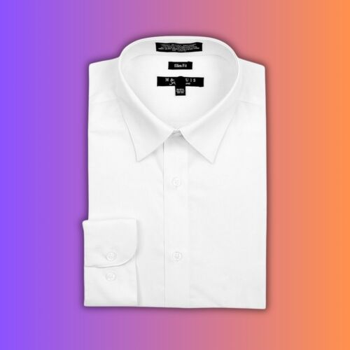 Marquis Signature Men's Long Sleeve Slim Fit Dress Shirt White 14.5 32/33