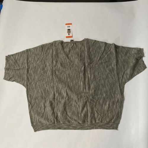 DKNY Jeans Shirt Top Women (Size XXL) Sag Sage Knit Pullover Short Sleeve