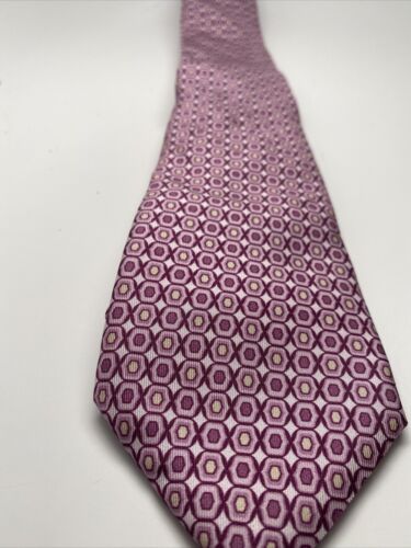 Canali Pink Geometric Silk NECK TIE Made In Italy