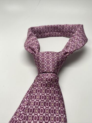 Canali Pink Geometric Silk NECK TIE Made In Italy