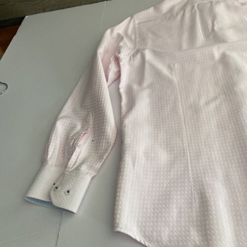 Report Collection Long Sleeve Button-down Dress Shirt Pink (blue Trim) Medium