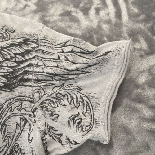 Affliction Wing Up Shirt Distressed Skulls Wings Gothic Art Y2k Size M