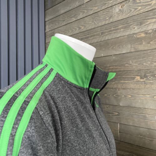 VTG Adidas Mens Zip Up Track Jacket Gray And Green Size Small