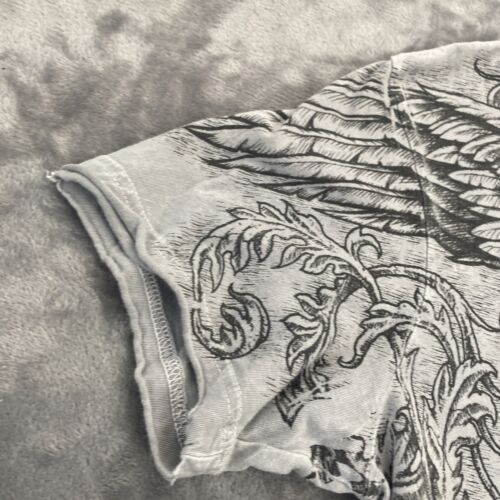 Affliction Wing Up Shirt Distressed Skulls Wings Gothic Art Y2k Size M