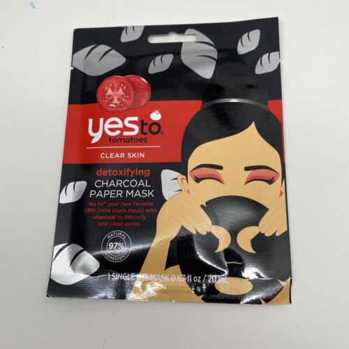 Yes To Tomatoes Detoxifying Charcoal Paper Face Mask - Single Use Facial Mask...