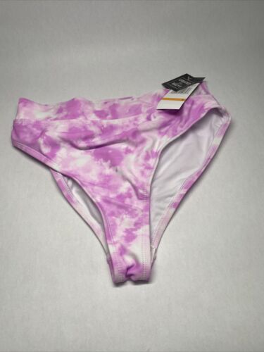 California Waves Juniors' Printed High-Waist Bikini Bottoms, Pink Small S