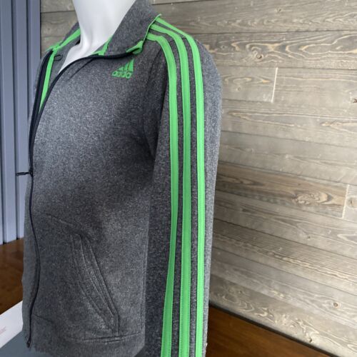 VTG Adidas Mens Zip Up Track Jacket Gray And Green Size Small