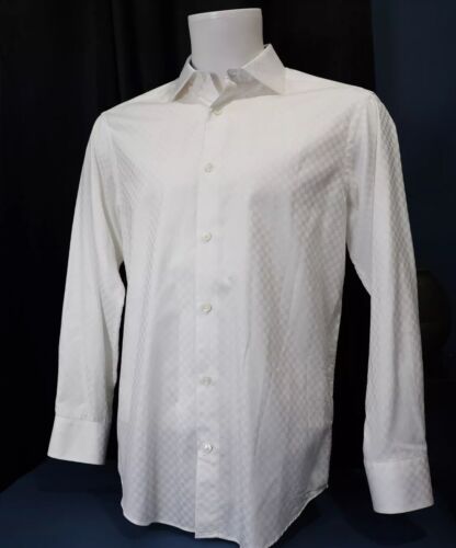 Bugati Uomo White Mens Shirt Pattern 15.5 32/33