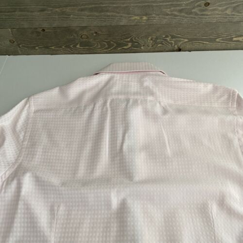 Report Collection Long Sleeve Button-down Dress Shirt Pink (blue Trim) Medium