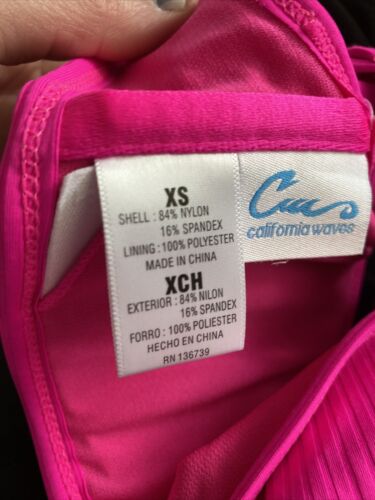 California Waves Junior's Bralette Bikini Top Swimsuit Fuchsia Size XS