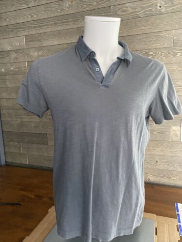 Theory Mens Gray Short Sleeve Collared Golf Polo Shirt Medium Slim