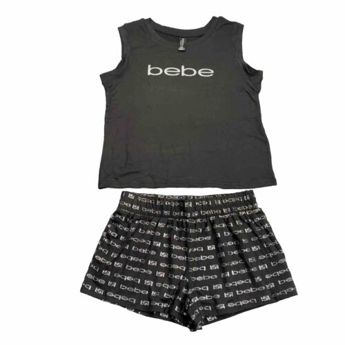 bebe Womens Pajama Sets Tank Top Shirt and Shorts Sleepwear Black Size S