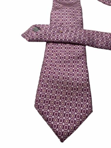 Canali Pink Geometric Silk NECK TIE Made In Italy
