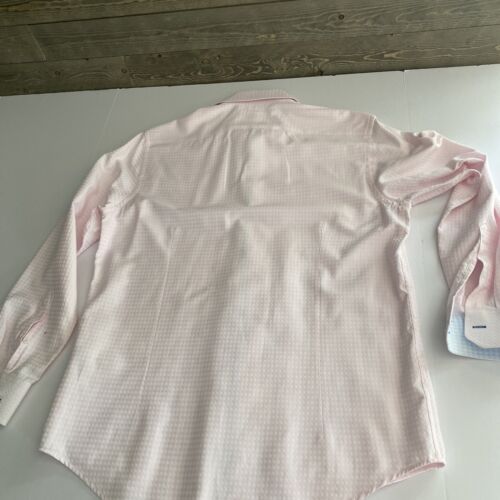 Report Collection Long Sleeve Button-down Dress Shirt Pink (blue Trim) Medium