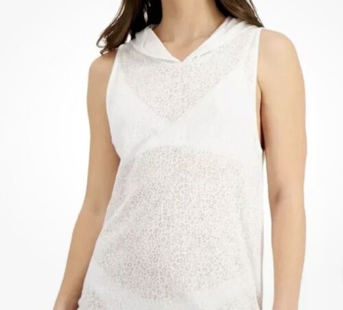 Nwt MSRP $34 Miken Juniors High-Neck Tiered Cover-Up Dress White Size Large