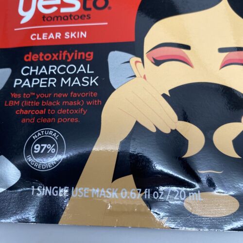 Yes To Tomatoes Detoxifying Charcoal Paper Face Mask - Single Use Facial Mask...