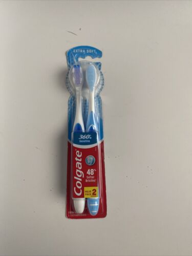 2-Pack Colgate 360 Extra Soft Toothbrush For Sensitive w/ Tongue & Cheek Cleaner