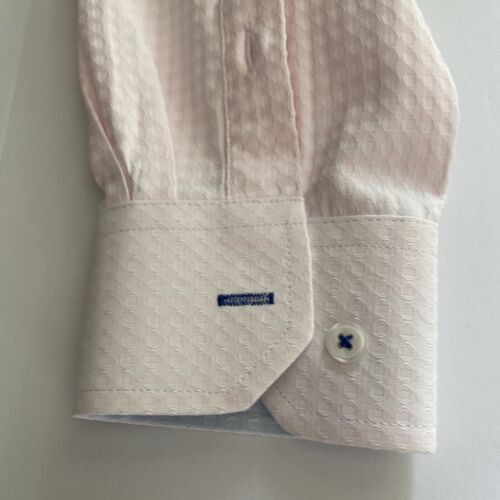 Report Collection Long Sleeve Button-down Dress Shirt Pink (blue Trim) Medium