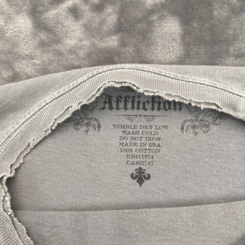 Affliction Wing Up Shirt Distressed Skulls Wings Gothic Art Y2k Size M