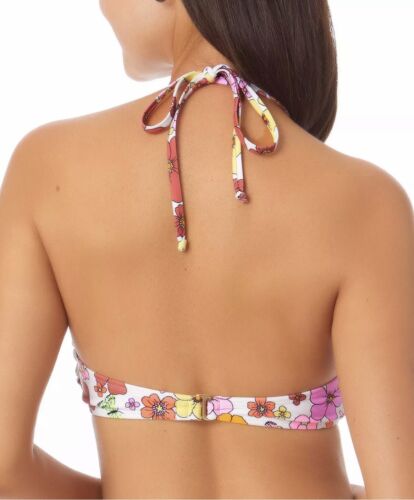 California Waves Juniors' Handkerchief Halter Bikini Top Pink Floral Size M
