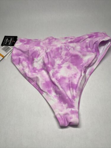 California Waves Juniors' Printed High-Waist Bikini Bottoms, Pink Small S