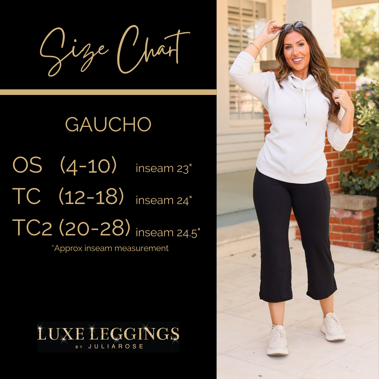The Gabriella -Black High Waisted Gaucho Pants - Round 7 - Luxe Leggings by Julia Rose®