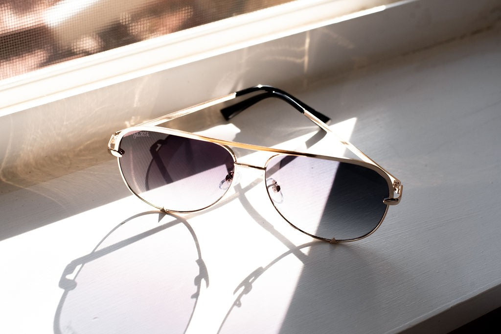 Ready to Ship | The Alex Gold/Gray- High Quality Unisex Aviator Sunglasses