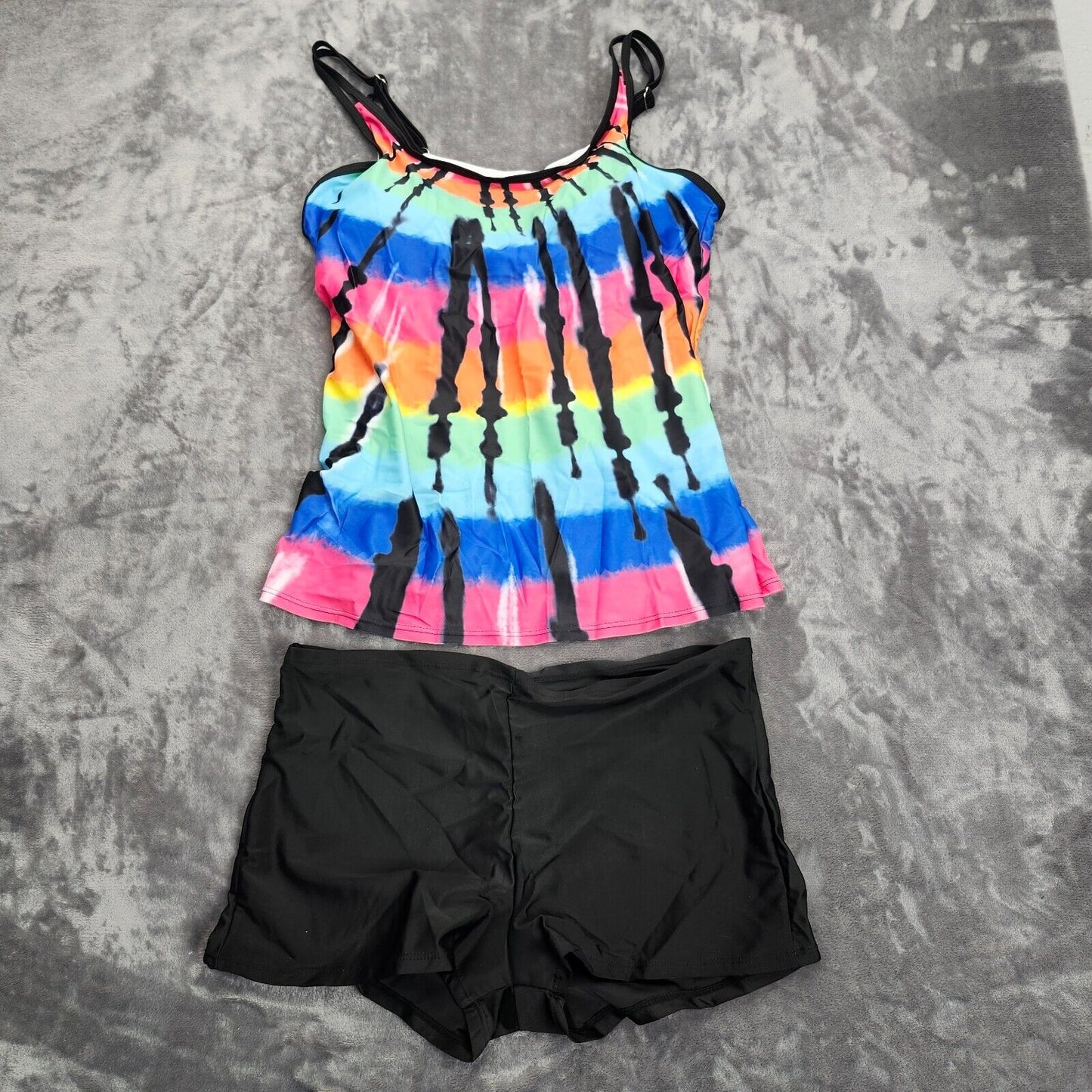 Womens Tankini with Boyshort Ruffle Tops Two Piece Bathing Swimwear XL