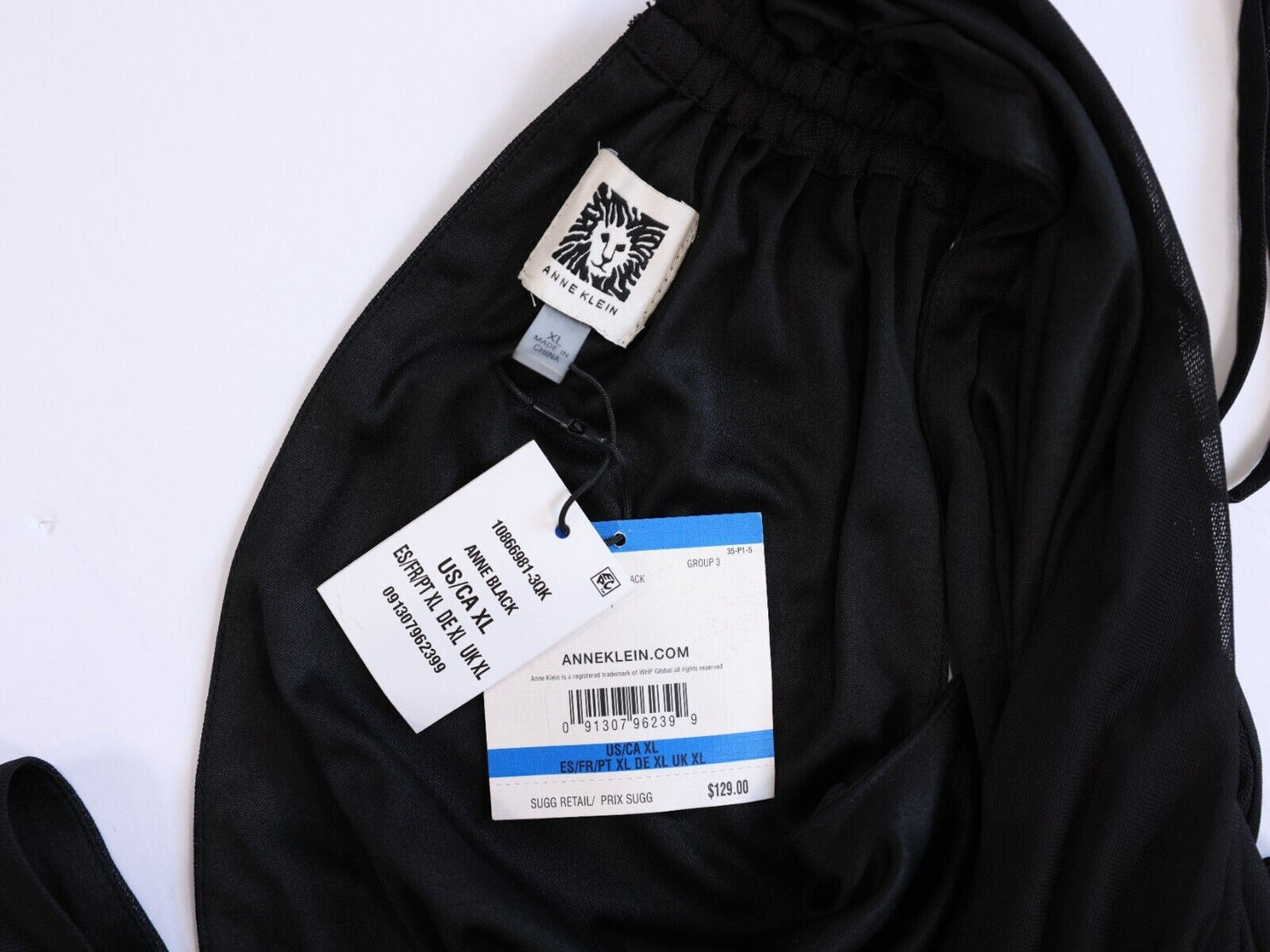 Anne Klein Black Faux Wrap Midi Dress Size XL