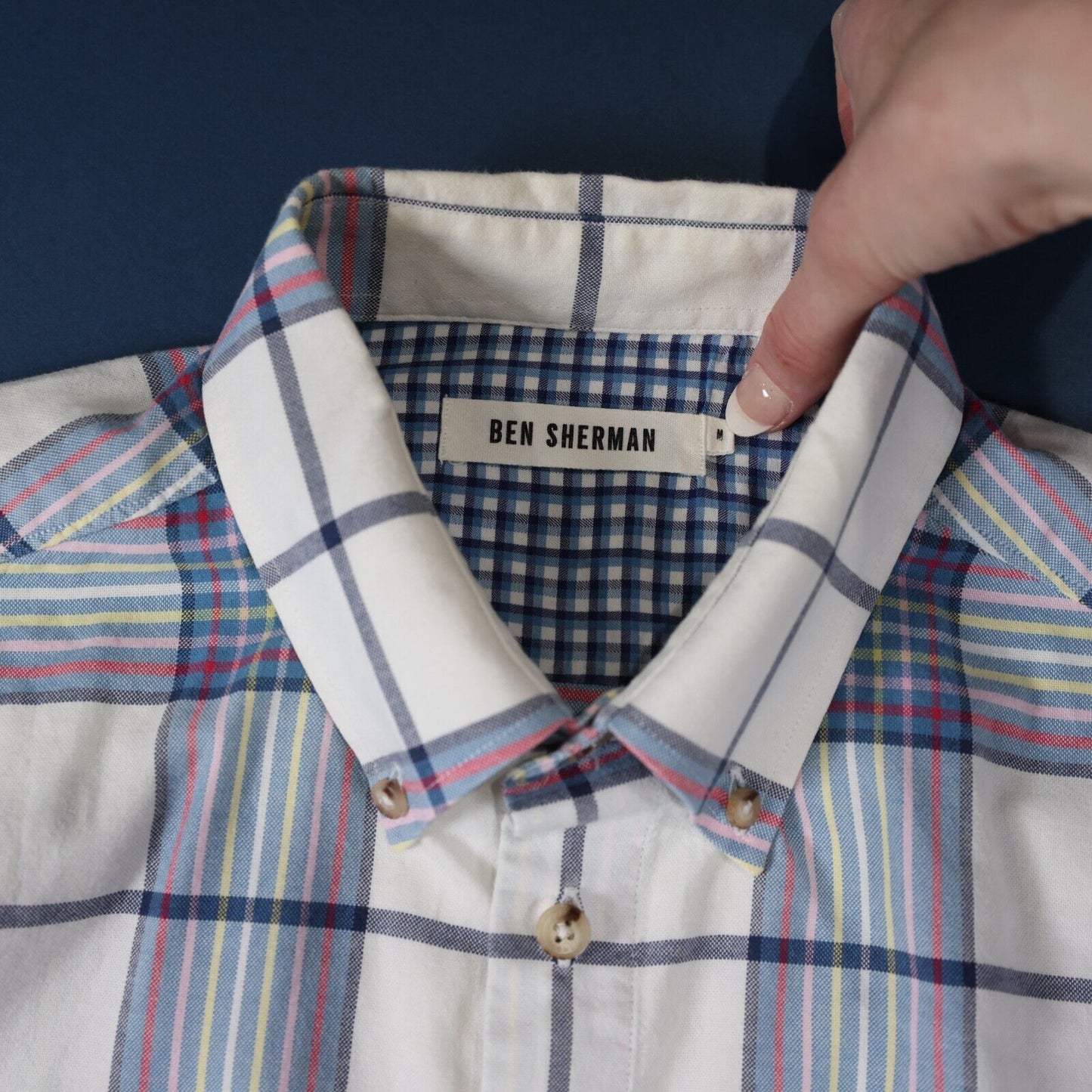 Ben Sherman Mens Button Down Patterned Shirt Size M Button Down Collar