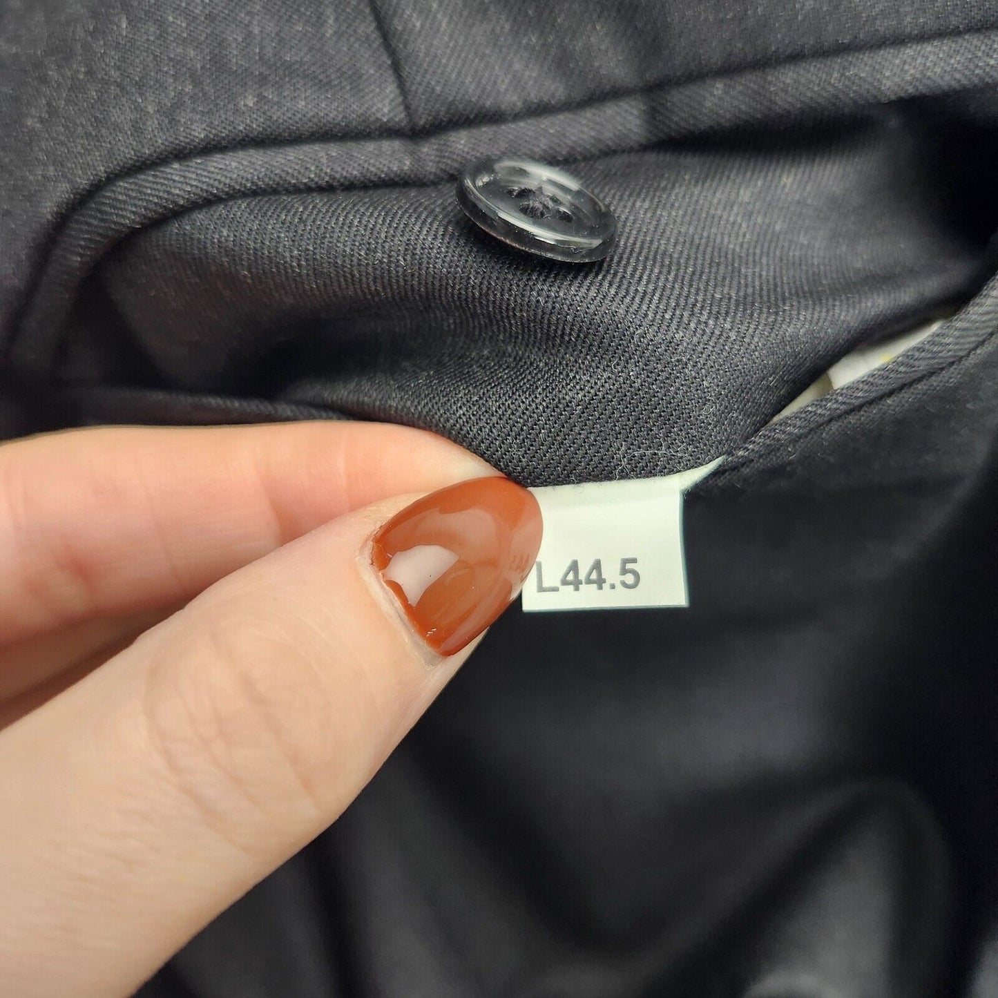 100% Wool Black Suit Set Jacket Notch Lapel 50L, Pants 45.5L