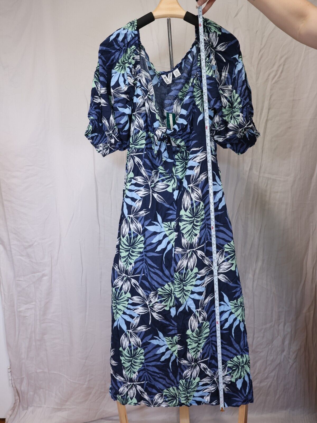 Roxy Evening Delight Blue Floral Midi Dress Size XL MSRP $65