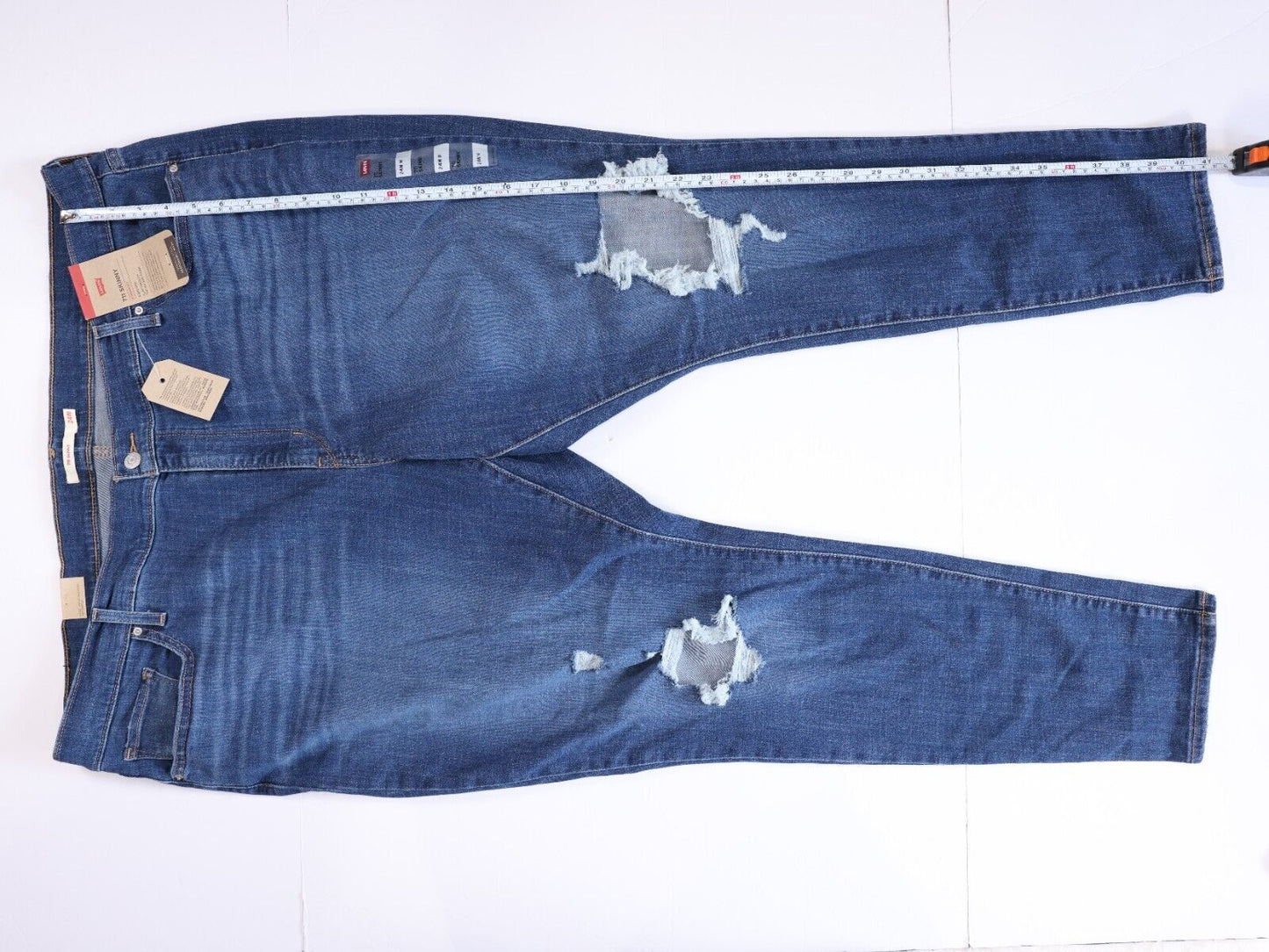 LEVIS 711 Womens PLUS Blue Distressed Skinny JEANS 24W NWT