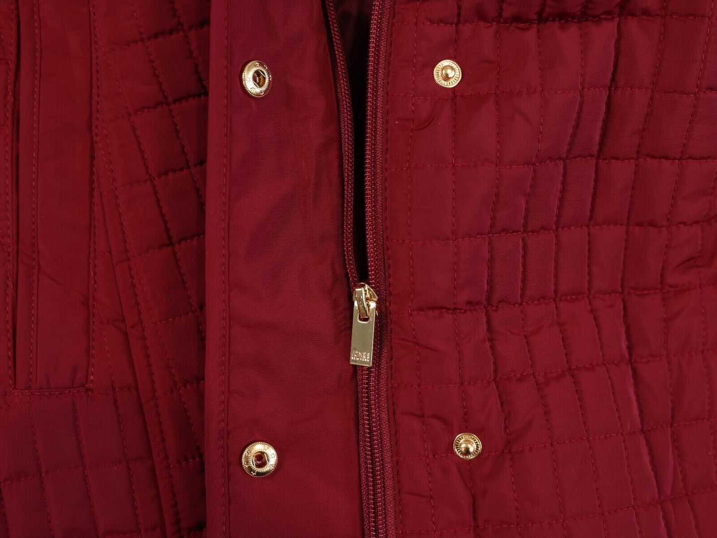 $220 Jones New York Womens Trench Code Quilted Buttoned Deep Red Size M