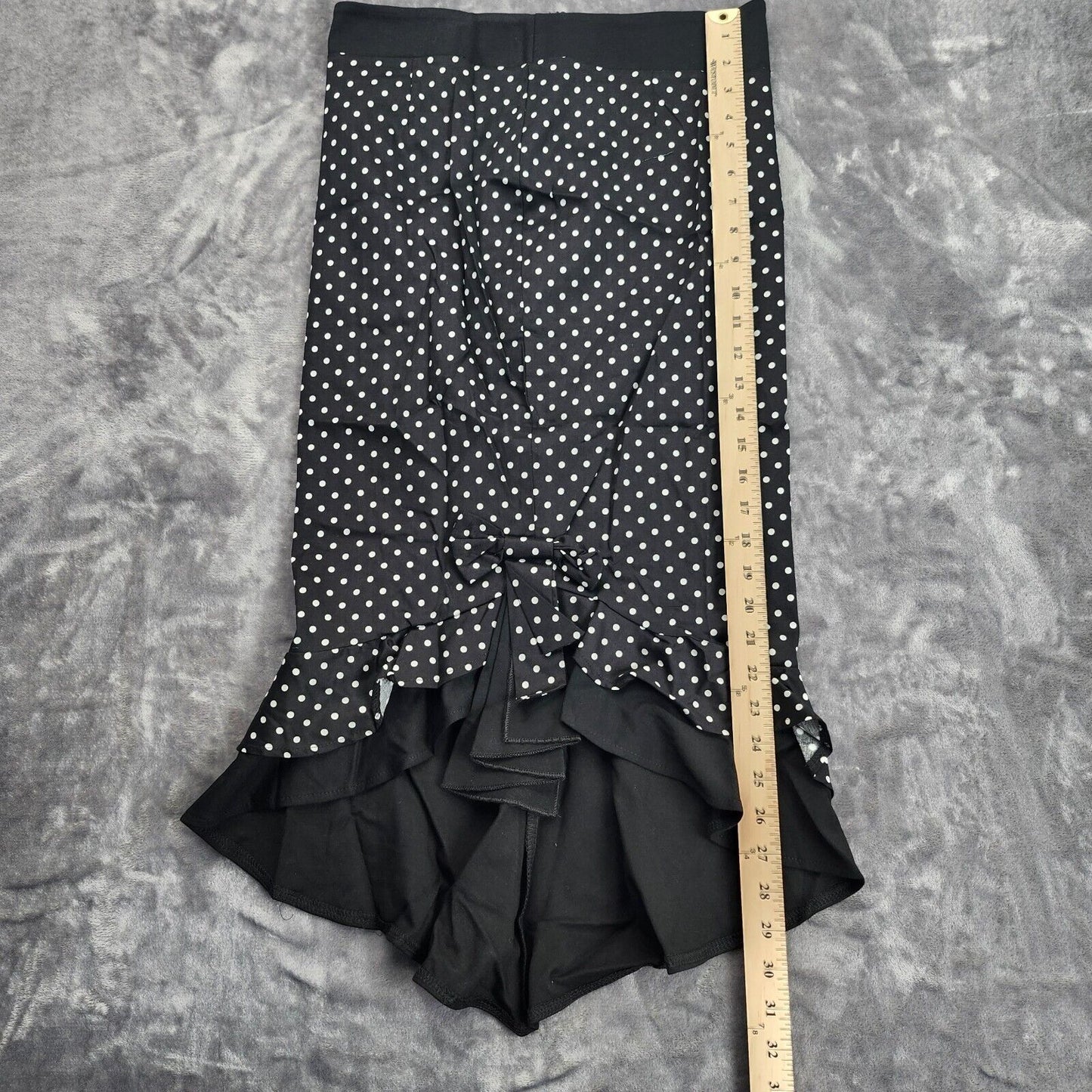 Womens Long Polka Dot Skirt with ruffle bottom size Large