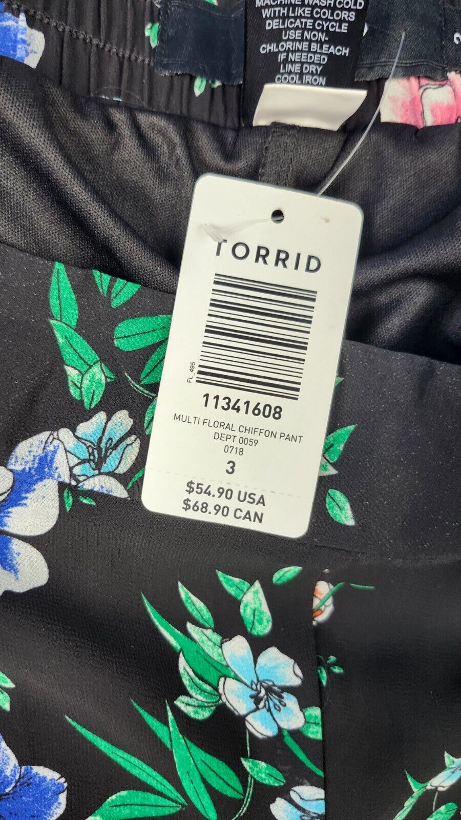 NWT Torrid Floral Black Flowy Sheer Pants with Built in Shorts Size 3X