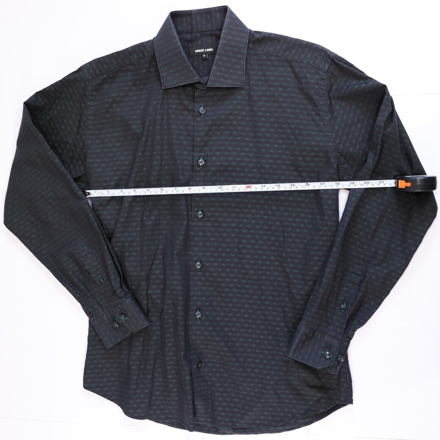 Jared Lang Mens Casual Button Down Shirt Green and Black Size M