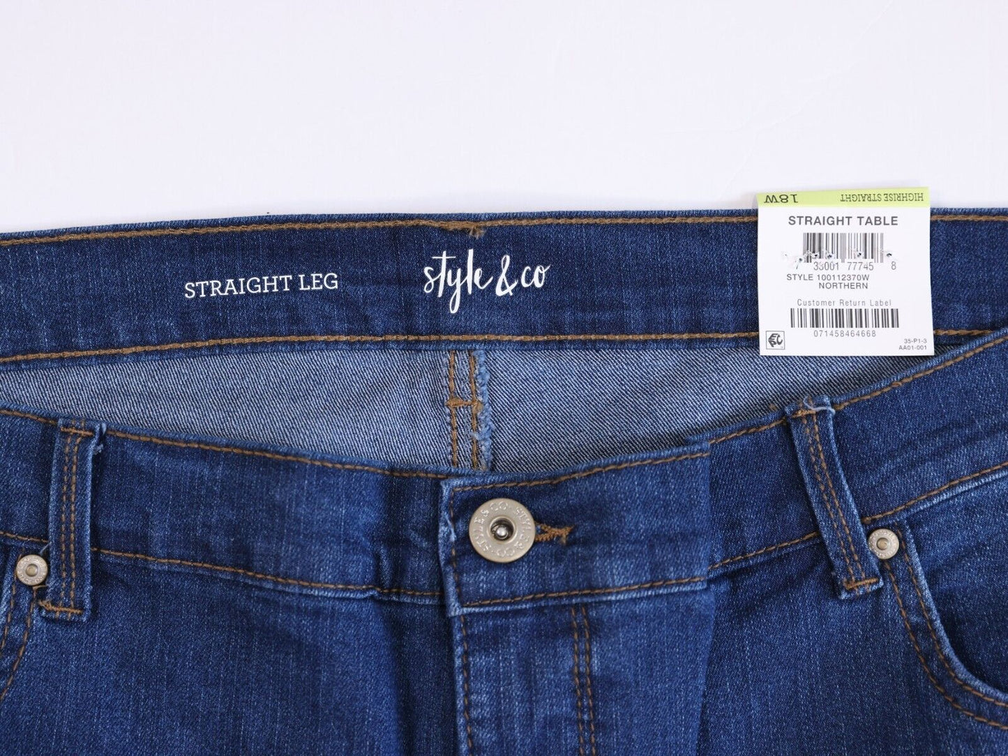 Style & Co Jeans Straight Leg High Rise Women's Size 18W