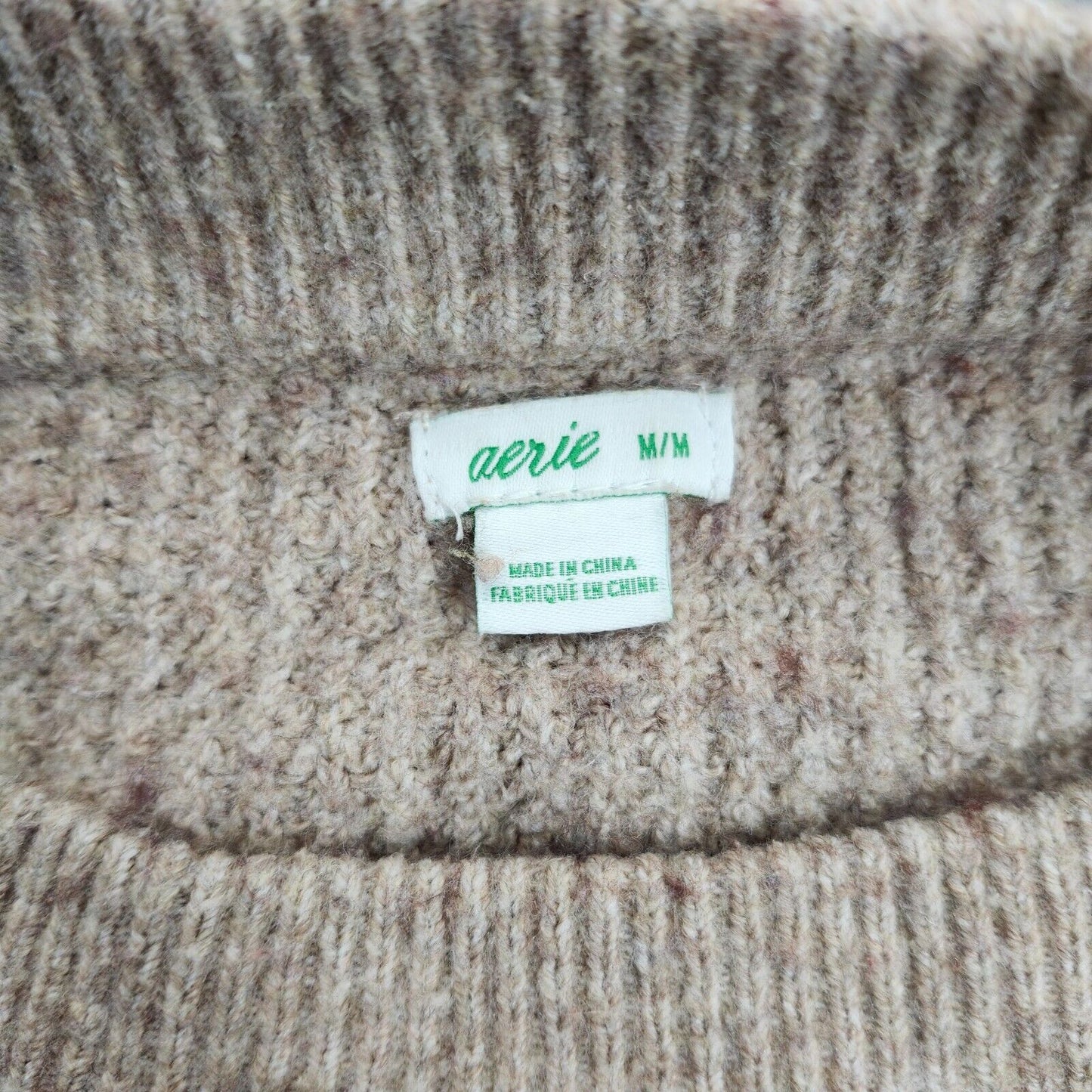 Aerie womens waffle knit oversized brown sweater size medium