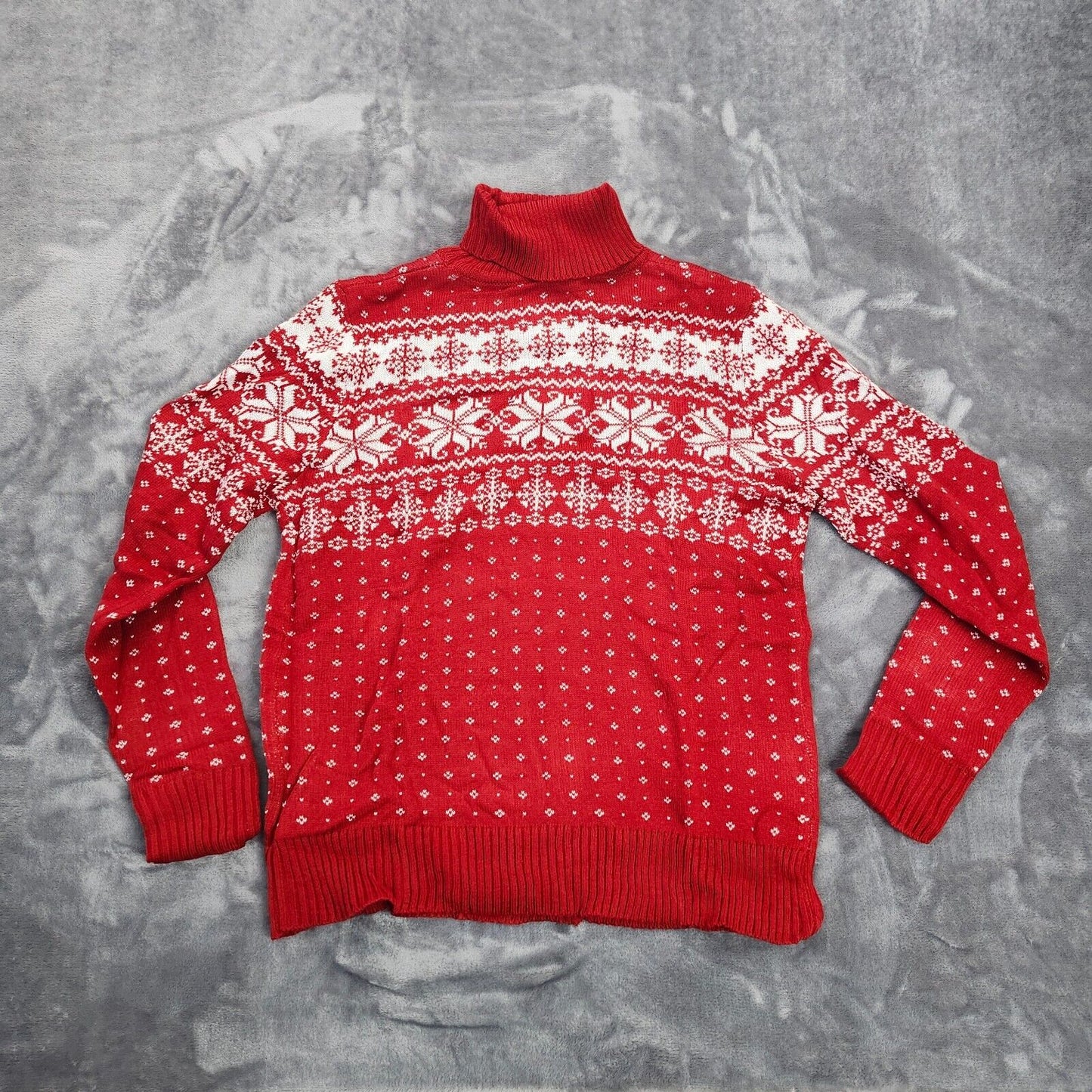 Christmas knit turtleneck sweater Red womens size Medium