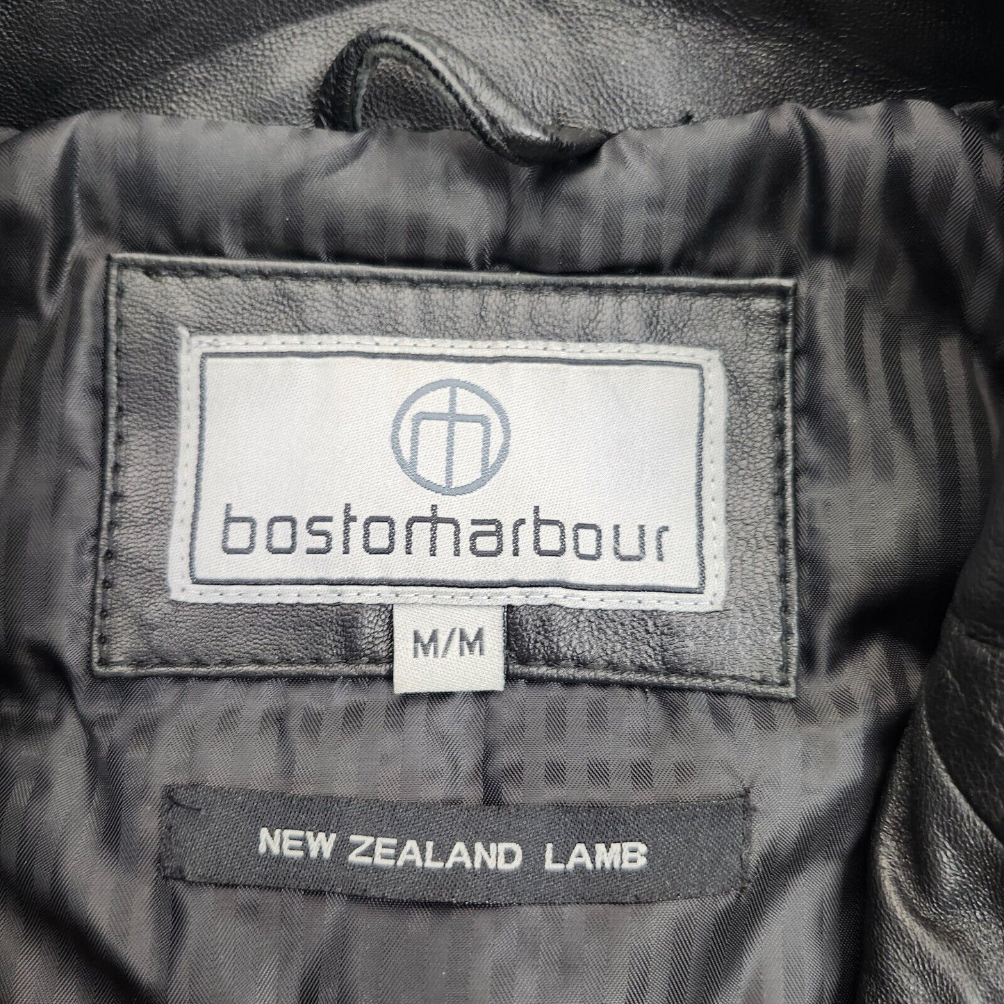 Boston Harbour Men's Genuine New Zealand Lambskin Leather Jacket, Black Medium