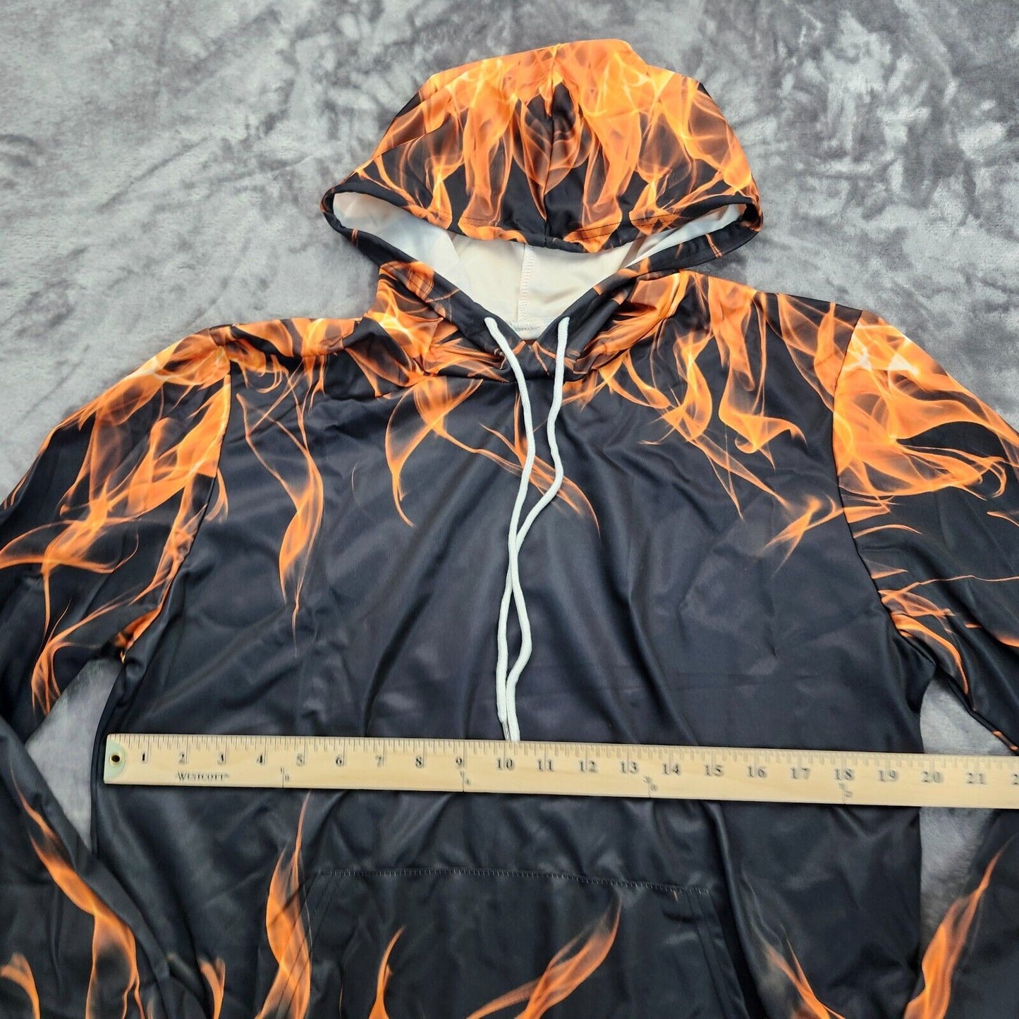 Men’s Flame 3D Printing Hoodie Sweatshirt, Unisex Pullover Hoodie Orange 3XL