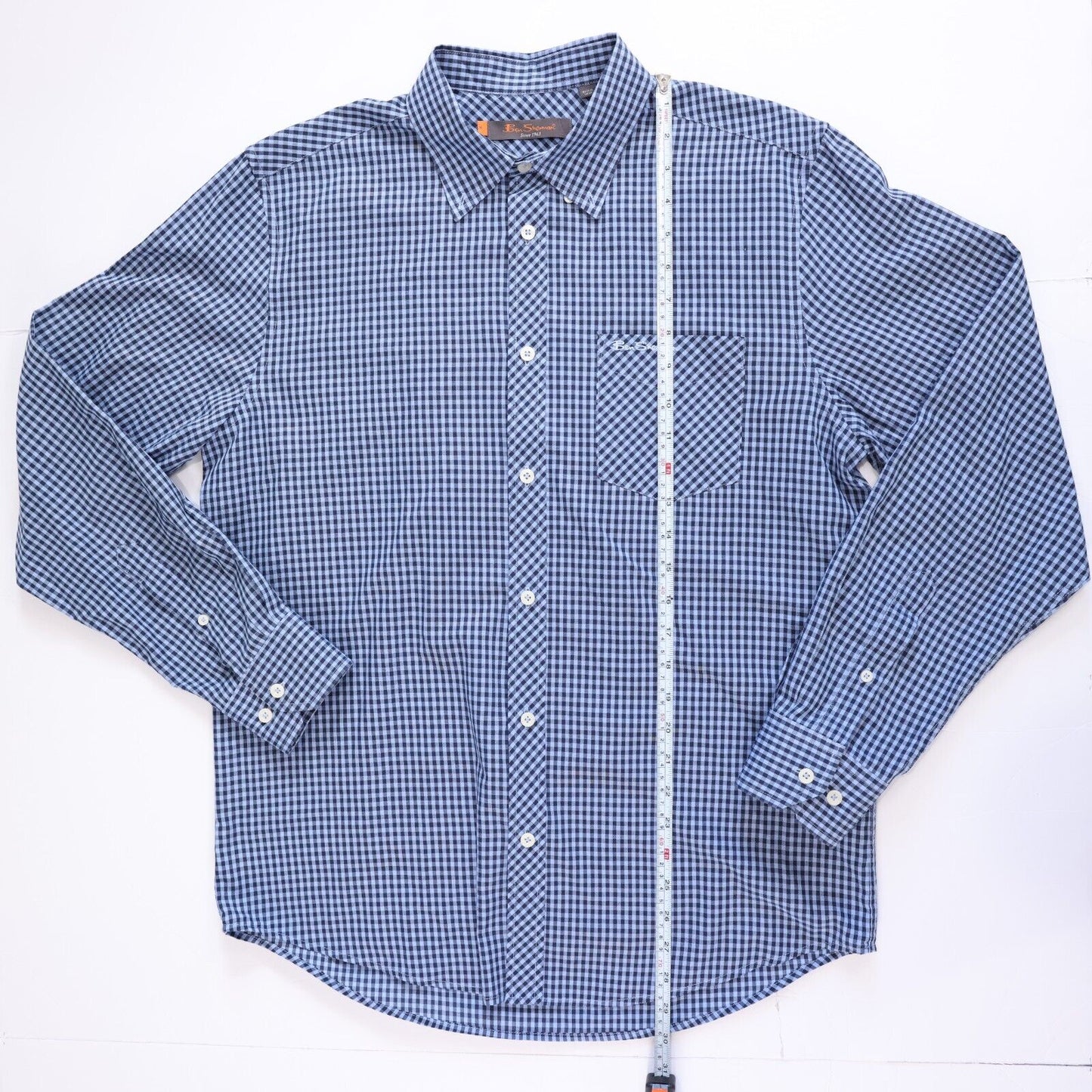 Ben Sherman Blue Checked Button Down Long Sleeve Mens Medium