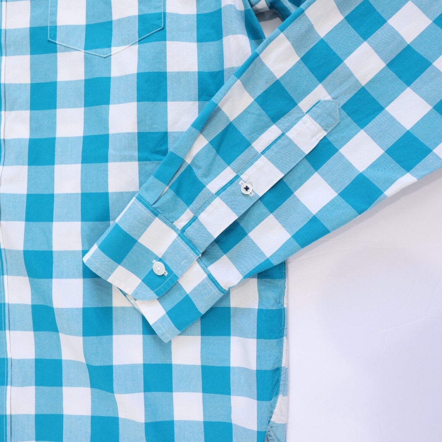 Bonobos Mens Casual Dress Shirt Teal Blue Check Size M