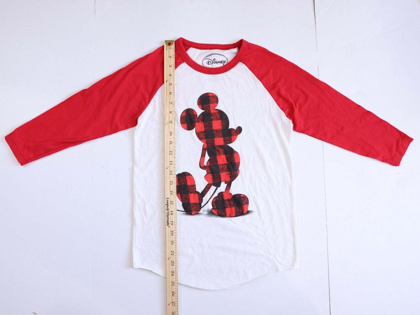 Disney Mickey Mouse Plaid Long Sleeve T Shirt for Women Size S