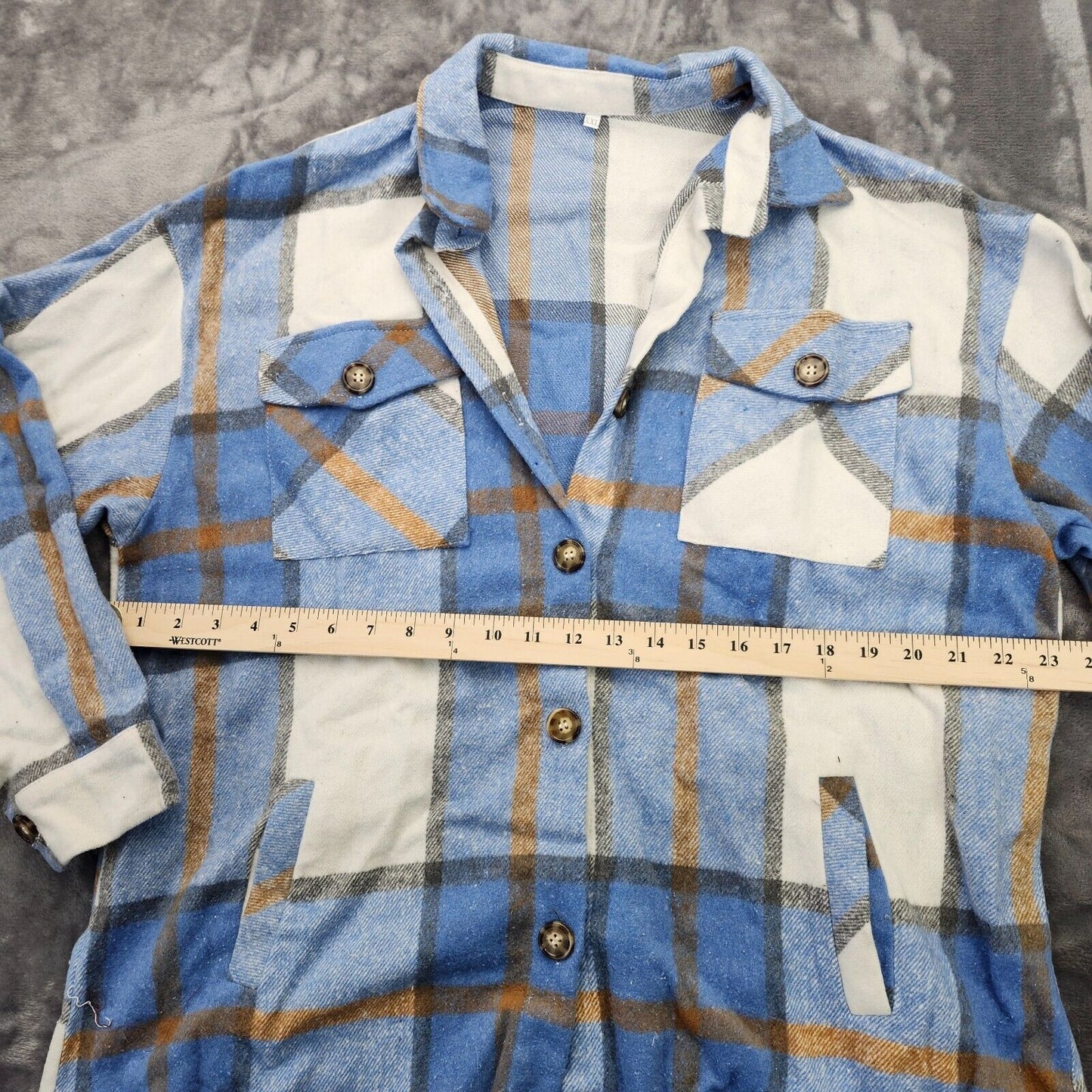 Womens Plaid Shacket Casual Flannel Shirt Long Sleeve Button Down Coat 2XL