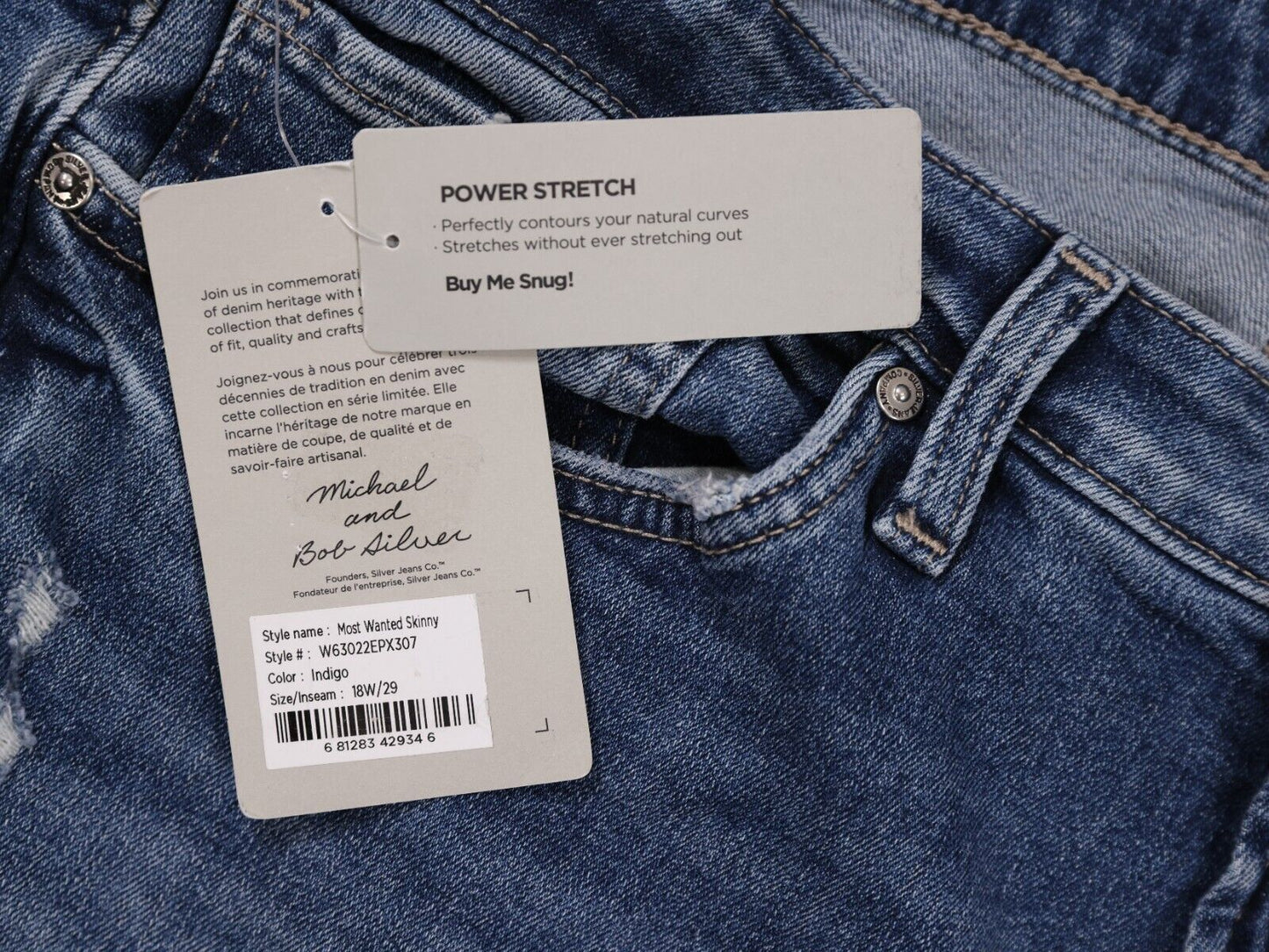 Silver Jeans Co Mid Rise Skinny Leg 18W L29 30th Anniversary Collection