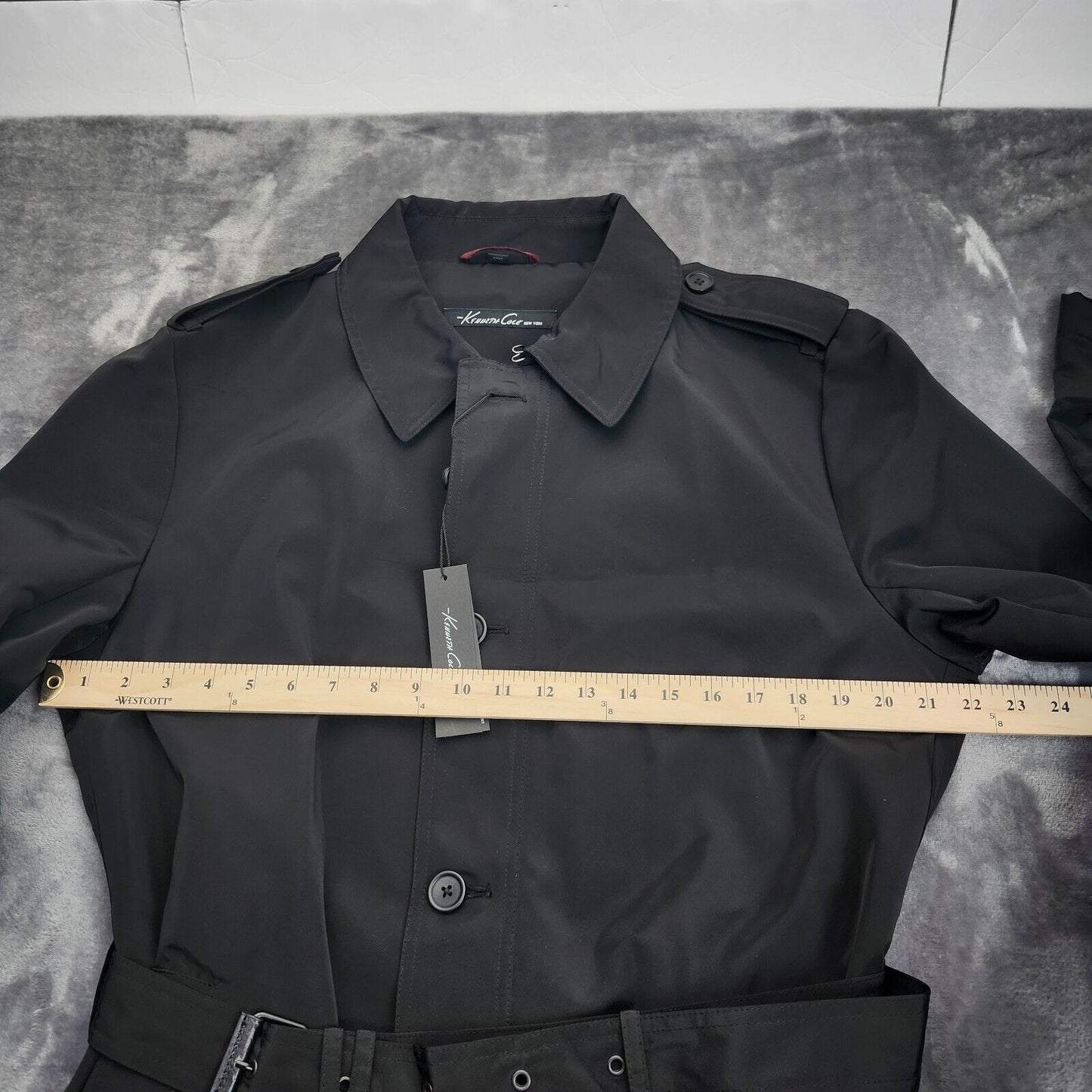 NWT Kenneth Cole NY Mens Rain Jacket Trench Coat Rado Black size Medium 40-42