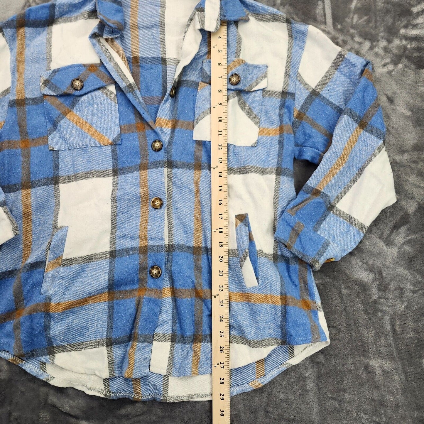 Womens Plaid Shacket Casual Flannel Shirt Long Sleeve Button Down Coat 2XL