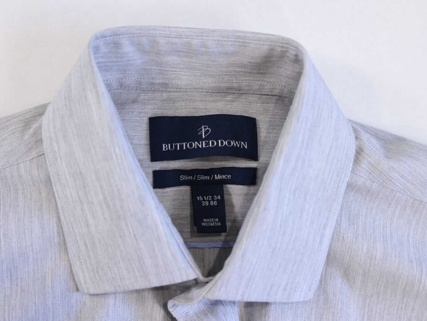 Button Down Slim Fit Dress Shirt Gray 15.5 34